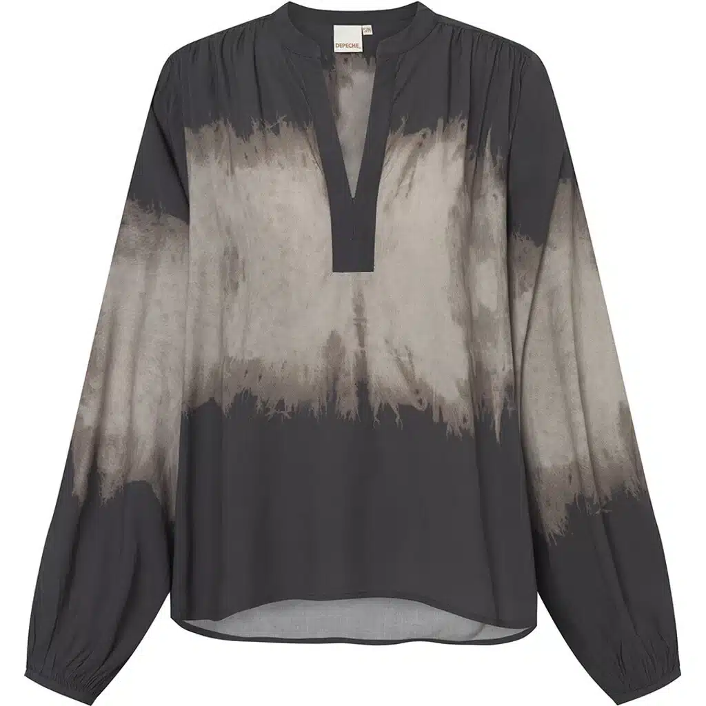 Depeche Kia bluse i smukt print Grey Printed